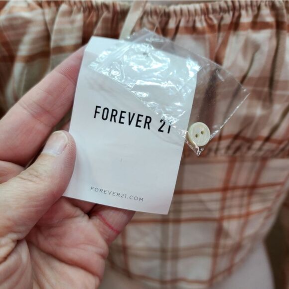 Forever 21 Plaid Off Shoulder Crop Top Size Large - Picture 10 of 13